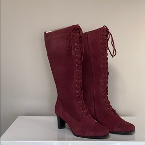 NWOT AJ Valenci Leather Red Wine  Boots 8W